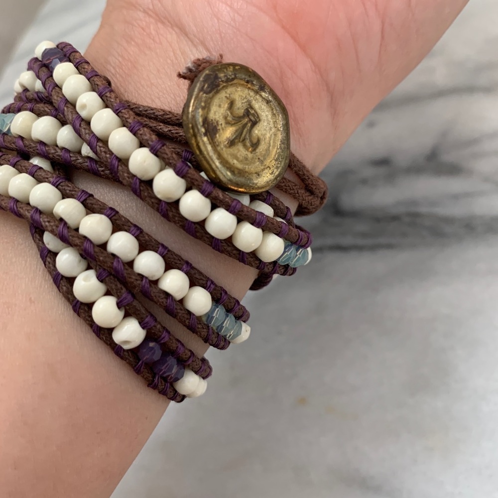 Handmade Rope Wrapped Bracelet Purple - Picture 4 of 10